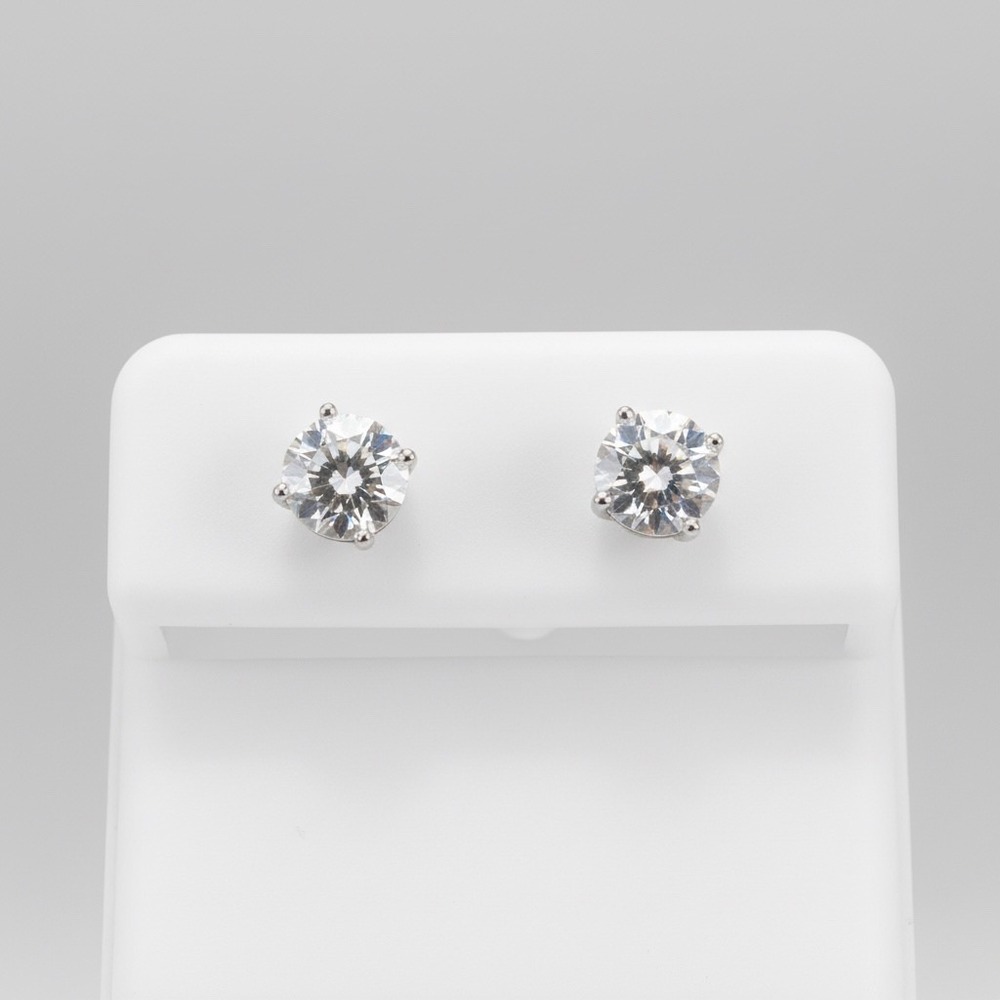 Sterling Silver Moissanite Stud Earrings 1.60 CTW VVSD Round Brilliant Cut